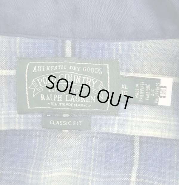 画像2: RALPH LAUREN "POLO COUNTRY" チンスト＆マチ付き 長袖 ワークシャツ オンブレチェック (USED)