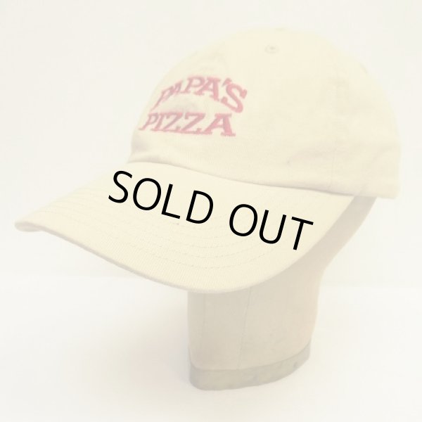 画像1: PAPA'S PIZZA 6パネル ベースボールキャップ ベージュ (USED)