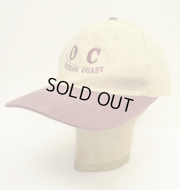 画像1: OREGON COAST "HEMP100%" 6パネル ベースボールキャップ ナチュラル/バーガンディ (USED)