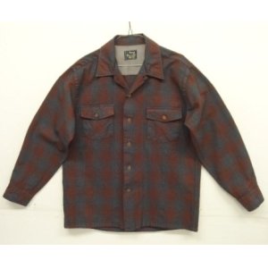 画像: 60'S PENNEY'S ウール オープンカラーシャツ オンブレチェック (VINTAGE)