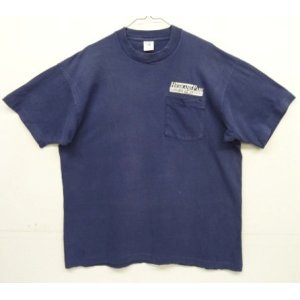 画像: 90'S MULLER'S コットン シングルステッチ ポケット付き 半袖 Tシャツ フェードネイビー USA製 (VINTAGE)