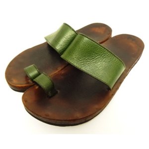 画像: JUTTA NEUMANN "HERMES" ビルケンソール レザーサンダル オリーブ USA製 (USED)