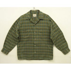 画像: 60'S DERBY コットン 長袖 オープンカラーシャツ チェック柄 (VINTAGE)