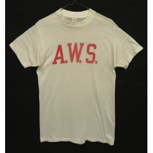 画像: 60'S A.W.S. "STALLION by HEALTHKNIT" シングルステッチ 染み込みプリント 半袖 Tシャツ ホワイト USA製 (VINTAGE)