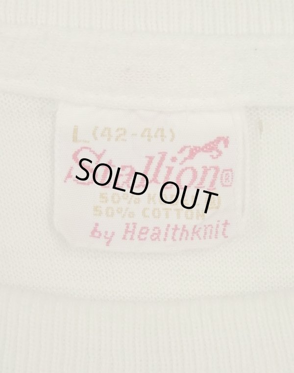 画像2: 60'S A.W.S. "STALLION by HEALTHKNIT" シングルステッチ 染み込みプリント 半袖 Tシャツ ホワイト USA製 (VINTAGE)