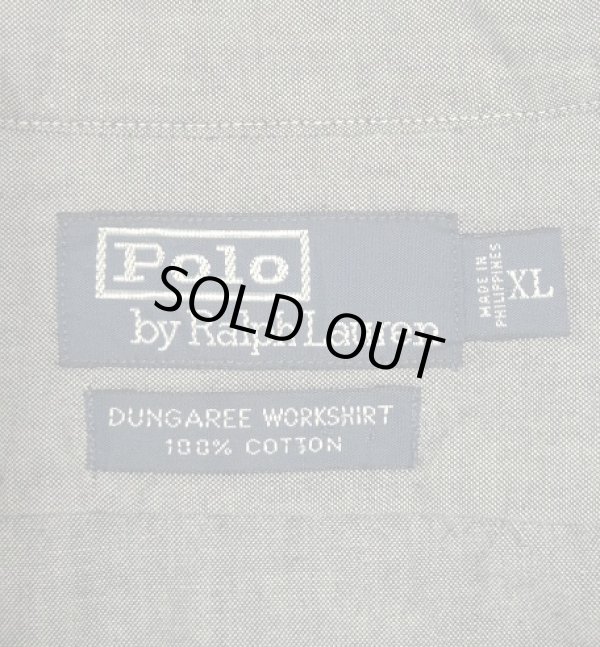 画像2: 90'S RALPH LAUREN "DUNGAREE WORKSHIRT" シャンブレー ワークシャツ ブラック (VINTAGE)