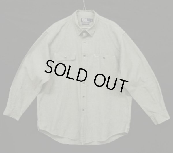 画像1: 90'S RALPH LAUREN "DUNGAREE WORKSHIRT" シャンブレー ワークシャツ ブラック (VINTAGE)