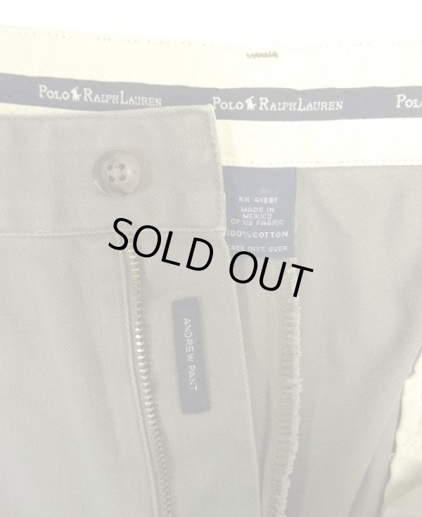 画像2: 90'S RALPH LAUREN "ANDREW PANT" ツープリーツ チノパンツ カーキ (VINTAGE)