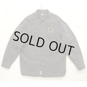 画像: 90'S RALPH LAUREN チンスト付き バックステンシル ワークシャツ ブラック (VINTAGE)