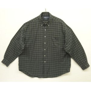 画像: 90'S RALPH LAUREN "BIG SHIRT" 同色ロゴ コットンビエラ 長袖 BDシャツ チェック柄 (VINTAGE)