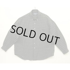 画像: 90'S RALPH LAUREN "BIG SHIRT" 同色ロゴ コットンビエラ 長袖 BDシャツ チェック柄 (VINTAGE)