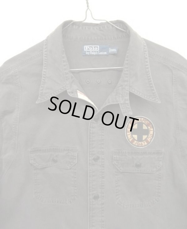 画像3: 90'S RALPH LAUREN チンスト付き バックステンシル ワークシャツ ブラック (VINTAGE)