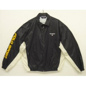 画像: 90'S RALPH LAUREN "POLO SPORT" 三角タグ チンスト付き リップストップナイロン ドリズラージャケット ブラック/ホワイト (VINTAGE)