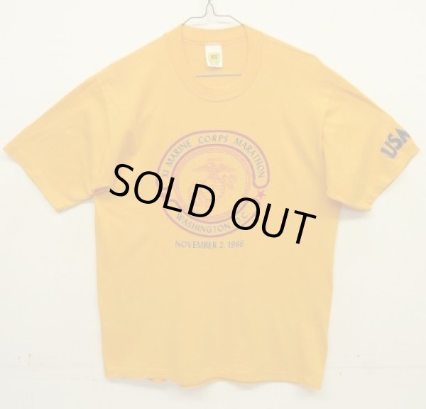 画像1: 80'S アメリカ軍 USMC シングルステッチ 半袖 Tシャツ イエロー USA製 (MINT CONDITION)