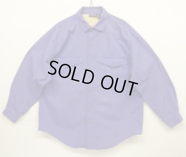 画像1: 90'S PATAGONIA 旧タグ 三角フラップ 長袖 ワークシャツ ブルー マカオ製 (VINTAGE)