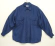 画像1: FRATELLO フラップ付きポケット 長袖 シルクシャツ ダークブルー (VINTAGE)