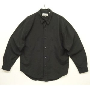 画像: BUGGLE BOY レーヨン/ナイロン 同色刺繍入り 長袖 シャツ ブラック (VINTAGE)