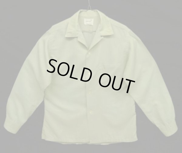 画像1: 60'S TOWNCRAFT 長袖 オープンカラーシャツ ライトグリーン (VINTAGE)