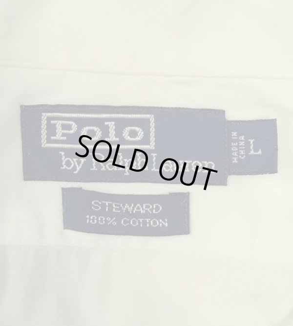 画像2: 90'S RALPH LAUREN "STEWARD" ポプリン フラップ付きポケット 長袖 オープンカラーシャツ ホワイト (VINTAGE)