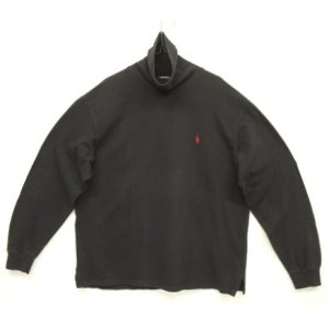 画像: 90'S RALPH LAUREN 鹿の子 タートルネック 長袖 Tシャツ ブラック USA製 (VINTAGE)