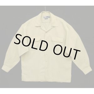 画像: 90'S RALPH LAUREN レーヨン/リネン フラップ付きポケット 長袖 オープンカラーシャツ ベージュ (VINTAGE)
