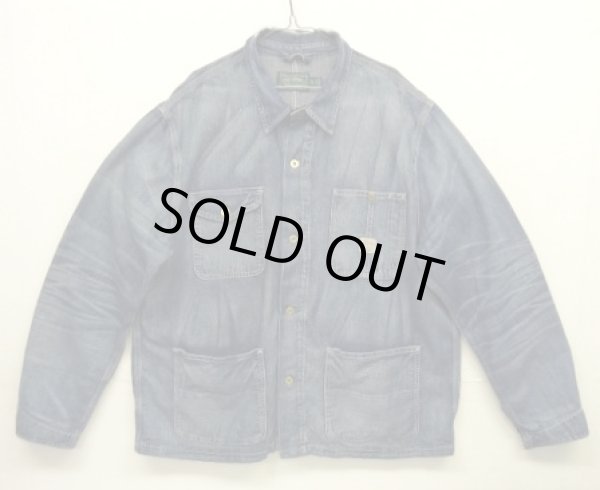 画像1: RALPH LAUREN "POLO COUNTRY" 月桂樹ボタン デニム カバーオール インディゴ (USED)