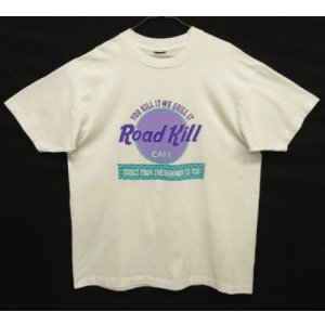 画像: 90'S ROAD KILL CAFE シングルステッチ 両面プリント 半袖 Tシャツ ホワイト USA製 (VINTAGE)