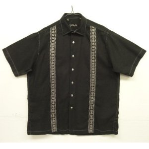 画像: GUAYABERA SHIRT 半袖 キューバシャツ 後染めブラック (VINTAGE)
