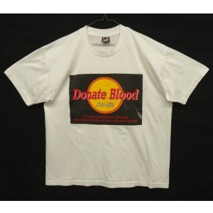 画像: 90'S DONATE BLOOD シングルステッチ 半袖 Tシャツ ホワイト USA製 (VINTAGE)