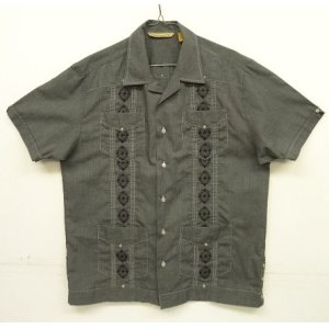 画像: GUAYABERA SHIRT オープンカラー 半袖 キューバシャツ 後染めブラック (VINTAGE)