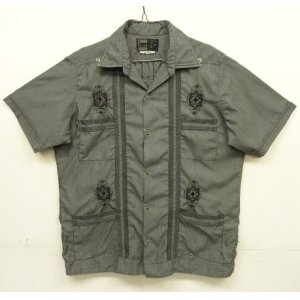 画像: GUAYABERA SHIRT オープンカラー 半袖 キューバシャツ 後染めブラック (VINTAGE)