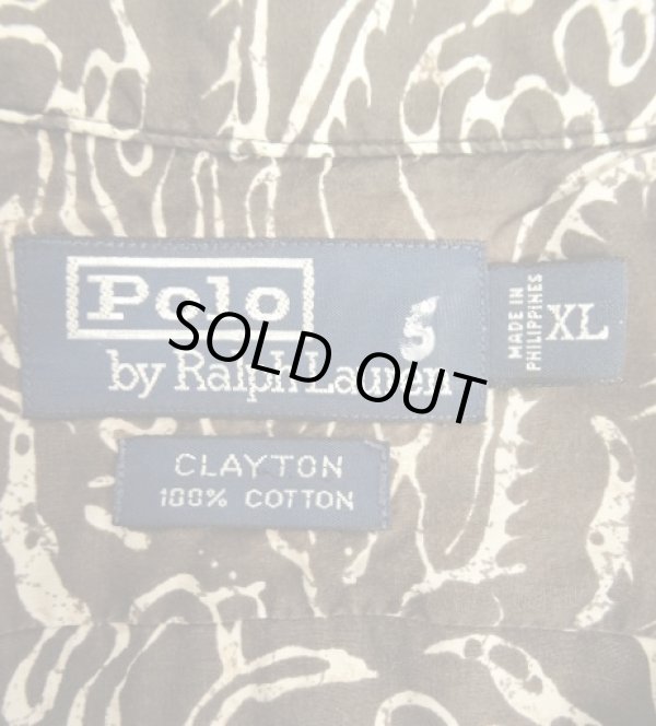 画像2: 90'S RALPH LAUREN "CLAYTON" コットン 半袖 オープンカラーシャツ ブラックベース/ドラゴン柄 (VINTAGE)