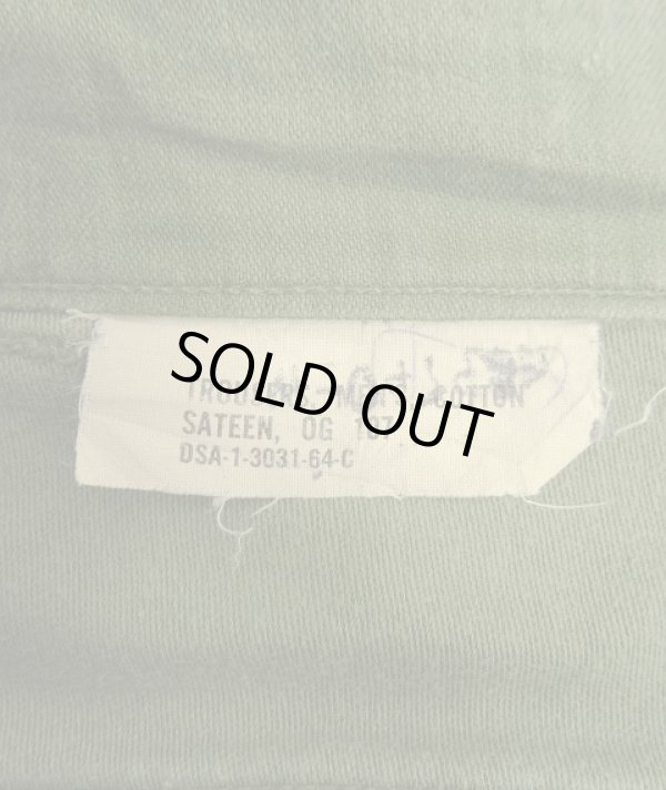 画像2: 60'S アメリカ軍 US ARMY "OG107" 初期モデル コットンサテン 平ボタン ベイカーパンツ W34L33 (VINTAGE)