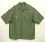 画像: 90'S GAP 旧タグ リネン/レーヨン 半袖 オープンカラーシャツ オリーブ (VINTAGE)