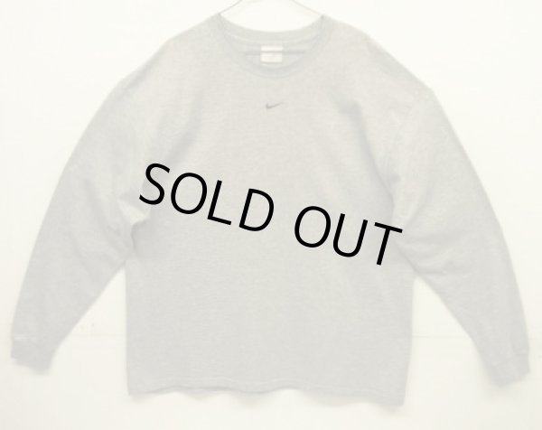 画像1: 00'S NIKE 銀タグ SWOOSHセンターロゴ刺繍 長袖 Tシャツ グレー (VINTAGE)