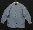 画像1: 90'S RRL 初期 三ツ星タグ シャンブレー マチ付き バンドカラーシャツ ブルー (VINTAGE)