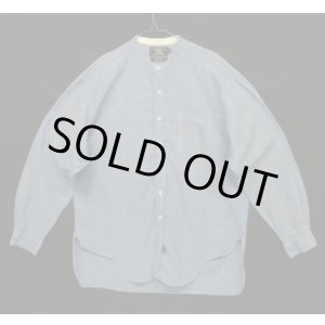 画像: 90'S RRL 初期 三ツ星タグ シャンブレー マチ付き バンドカラーシャツ ブルー (VINTAGE)