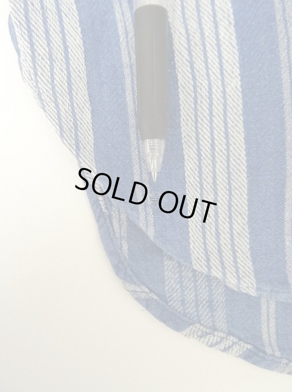 画像6: 90'S RRL 初期 三ツ星タグ コットン/リネン マチ付き バンドカラーシャツ インディゴストライプ (VINTAGE)