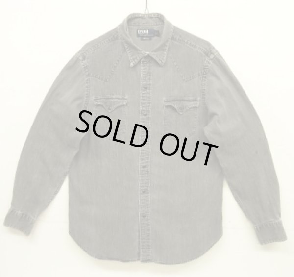 画像1: 90'S RALPH LAUREN "WESTERN" デニム 長袖 ウエスタンシャツ ブラック (VINTAGE)