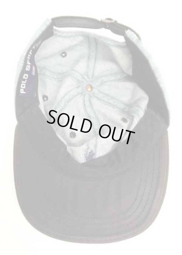 画像5: 90'S RALPH LAUREN "POLO SPORT" ロゴ刺繍 デニム ベースボールキャップ ツートンカラー USA製 (VINTAGE)