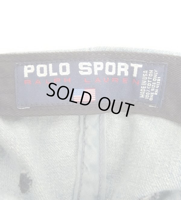 画像6: 90'S RALPH LAUREN "POLO SPORT" ロゴ刺繍 デニム ベースボールキャップ ツートンカラー USA製 (VINTAGE)