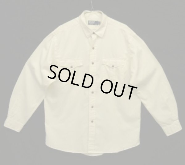画像1: 90'S RALPH LAUREN シルク/コットン 長袖 シャツ オフホワイト (VINTAGE)