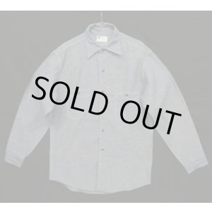 画像: 60'S SEARS コットン100% 猫目ボタン シャンブレー 長袖 ワークシャツ ブルー USA製 (DEADSTOCK)