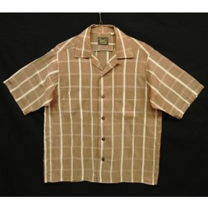 画像: 70'S SEARS コットン/ポリ 半袖 オープンカラーシャツ チェック柄 (VINTAGE)