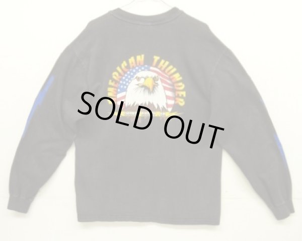 画像6: 90'S AMERICAN THUNDER 両袖＆両面プリント 長袖 Tシャツ ブラック (VINTAGE)