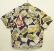 画像3: 90'S RALPH LAUREN コットン 半袖 オープンカラーシャツ ネイビー/ポストカード柄 (VINTAGE)