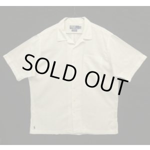 画像: 90'S RALPH LAUREN "CALDWELL" コットン 裾ロゴ 半袖 オープンカラーシャツ ホワイト (VINTAGE)