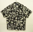 画像1: 90'S RALPH LAUREN "CLASSIC FIT" ビスコース 半袖 オープンカラーシャツ ブラックベース/ホワイト柄 (VINTAGE)