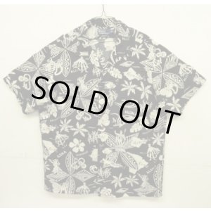画像: 90'S RALPH LAUREN "CLASSIC FIT" ビスコース 半袖 オープンカラーシャツ ブラックベース/ホワイト柄 (VINTAGE)