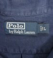 画像2: 90'S RALPH LAUREN シルク/リネン 裾ロゴ 半袖 オープンカラーシャツ ネイビー (VINTAGE)